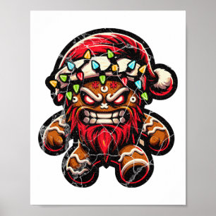 Gingerbread Man Krampus Kerst Pajama X-mas Fun Poster