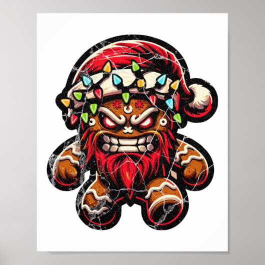 Gingerbread Man Krampus Kerst Pajama X-mas Fun Poster (Voorkant)