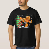 Gingerbread Man Kung Fu Kerst Grappig Cookie Can T-shirt (Voorkant)