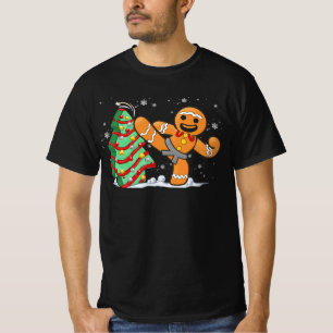 Gingerbread Man Kung Fu Kerst Grappig Cookie Can T-shirt