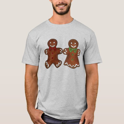 Gingerbread Man Lady Kerstmis Koekje Paar T-shirt (Voorkant)