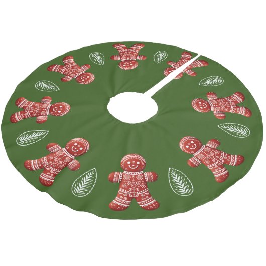 Gingerbread Man Leaf Pattern Kerstboom Rok (Gekanteld)