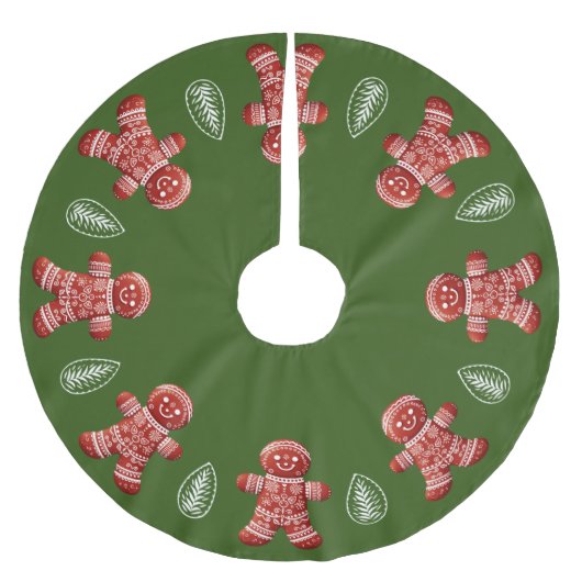 Gingerbread Man Leaf Pattern Kerstboom Rok (Voorkant)
