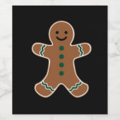Gingerbread Man Lichaam Kostuum voor Kerstmis Wijn Etiket (Enkel label)