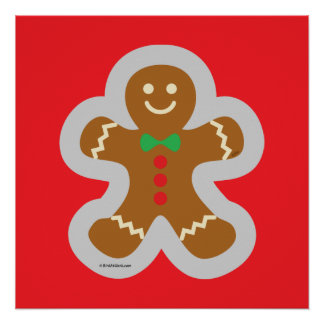 Gingerbread Man Making The Angel In The Snow Perfect Poster