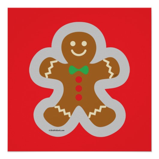 Gingerbread Man Making The Angel In The Snow Perfect Poster (Voorkant)