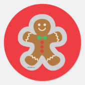 Gingerbread Man Making The Angel In The Snow  Ronde Sticker (Voorkant)