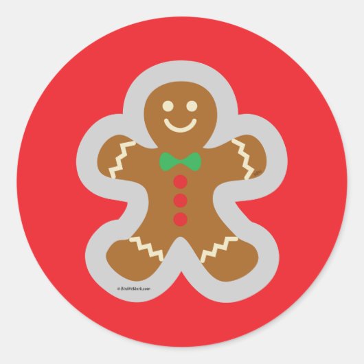 Gingerbread Man Making The Angel In The Snow Ronde Sticker (Voorkant)