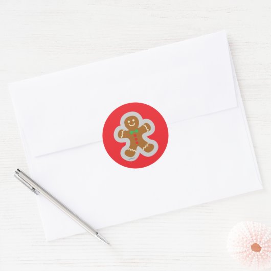 Gingerbread Man Making The Angel In The Snow  Ronde Sticker (Envelop)