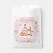 Gingerbread Man Meisje Roze Kerst Baby shower Bedankzakje (Voorkant)