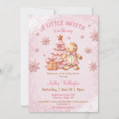 Gingerbread Man Meisje Roze Kerst Baby shower Kaart (Voorkant)