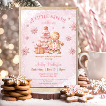 Gingerbread Man Meisje Roze Kerst Baby shower