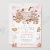 Gingerbread Man Meisje Roze Kerst Baby shower Kaart (Voorkant)