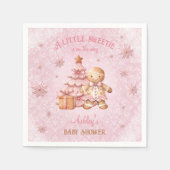 Gingerbread Man Meisje Roze Kerst Baby shower Servet (Voorkant)