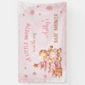 Gingerbread Man Meisje Roze Kerst Baby shower Spandoek (Verticaal)