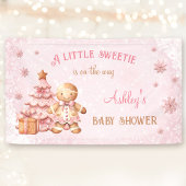 Gingerbread Man Meisje Roze Kerst Baby shower Spandoek