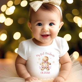Gingerbread Man Meisje Roze Naam Eerste Kerstmis