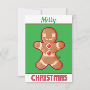 GingerBread Man, Merry Christmas pixel art Bedankkaart