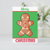 GingerBread Man, Merry Christmas pixel art Bedankkaart (Staand voorkant)