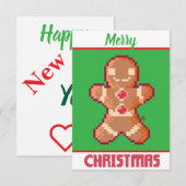 GingerBread Man, Merry Christmas pixel art Bedankkaart (Voorkant / Achterkant)