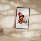 Gingerbread Man met een koffiekopje in Snow Poster