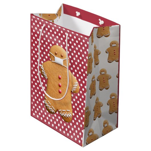Gingerbread Man met een Masker | Cookie Medium Cadeauzakje (Achterkant Gekanteld)