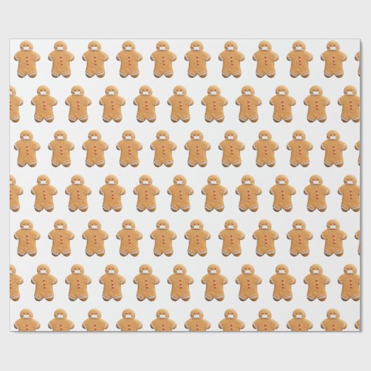 Gingerbread Man met een masker | Dubbele feestdage Cadeaupapier (Vlak)