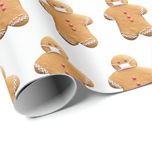 Gingerbread Man met een masker | Dubbele feestdage Cadeaupapier (Rol Hoek)