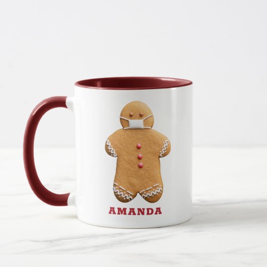 Gingerbread Man met een Masker Gepersonaliseerde M Mok (Links)