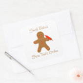 Gingerbread Man met een Rolling Pin Christmas Vierkante Sticker (Envelop)