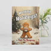Gingerbread Man met Hot Cacao Feestdagenkaart (Staand voorkant)