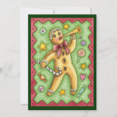 Gingerbread Man met Kerst Snoep Uitnodiging (Voorkant)