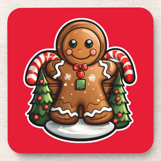 Gingerbread man met snoepjes bier onderzetter (Voorkant)