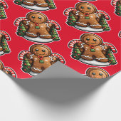 Gingerbread man met snoepjes cadeaupapier (Hoek)