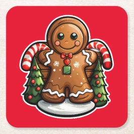 Gingerbread man met snoepjes kartonnen onderzetters