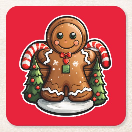 Gingerbread man met snoepjes kartonnen onderzetters (Voorkant)