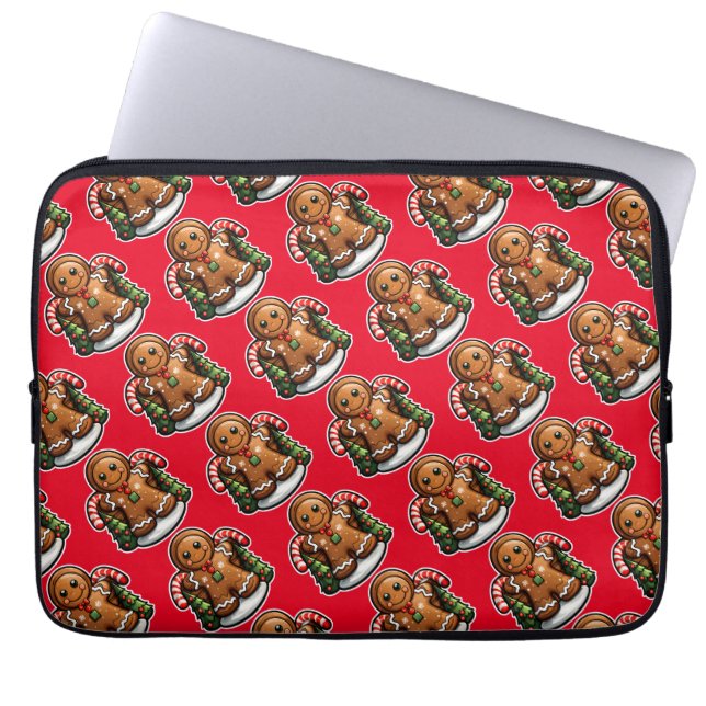 Gingerbread man met snoepjes laptop sleeve (Voorkant)