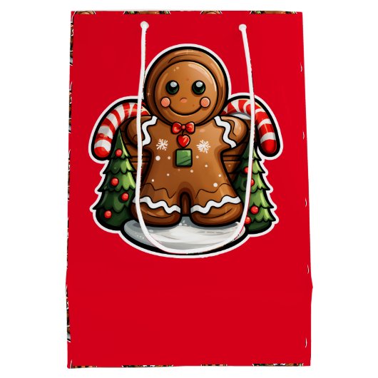 Gingerbread man met snoepjes medium cadeauzakje (Achterkant)