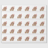 Gingerbread Man met zijn Gingerbread House Cadeaupapier (Vlak)