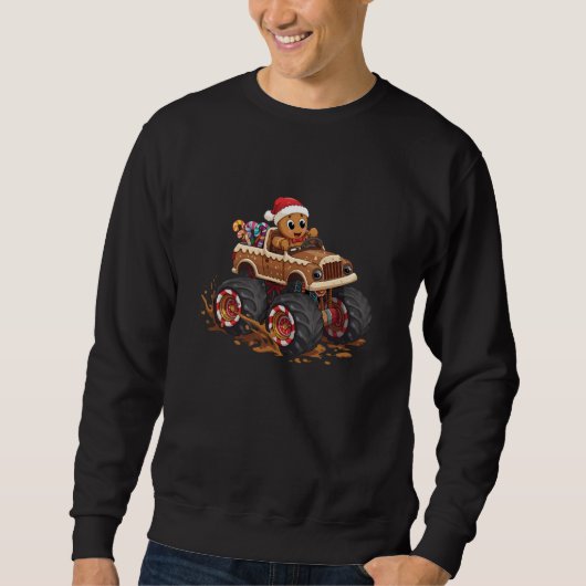 Gingerbread Man Monster Truck Kerstmis Trui (Voorkant)