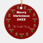 Gingerbread Man n Candycanes Gepersonaliseerd Keramisch Ornament (Voorkant)