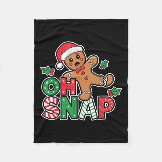 Gingerbread Man Oh Snap Christmas Funny Cookie Bak Fleece Deken (Voorkant)