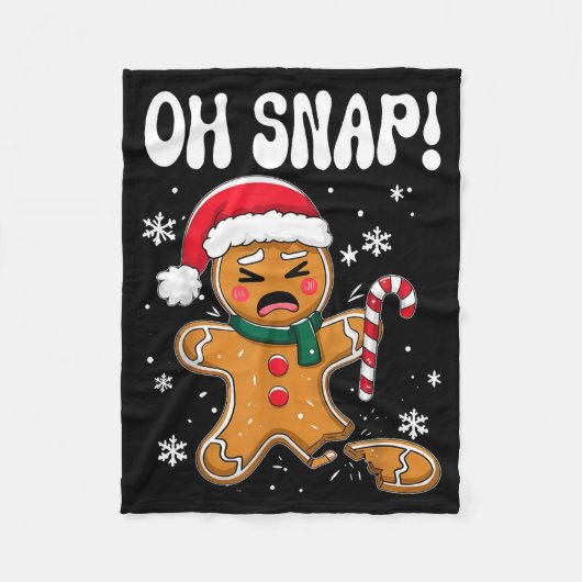 Gingerbread Man Oh Snap Christmas Funny Cookie Bak Fleece Deken (Voorkant)