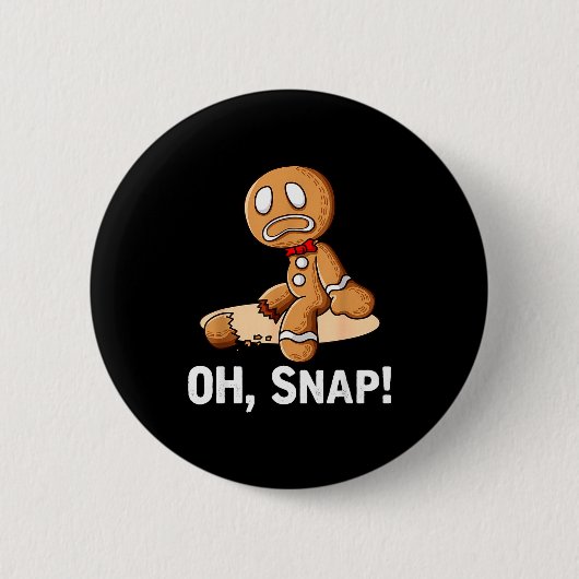 Gingerbread Man Oh Snap Christmas Funny Cookie Bak Ronde Button 5,7 Cm (Voorkant)