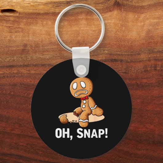 Gingerbread Man Oh Snap Christmas Funny Cookie Bak Sleutelhanger (Voorkant)
