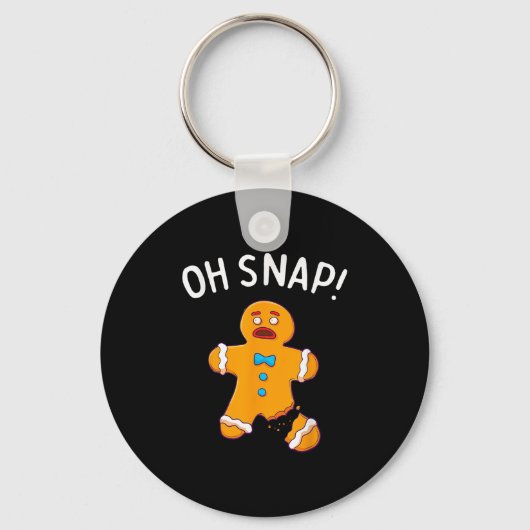 Gingerbread Man Oh Snap Christmas Funny Cookie Bak Sleutelhanger (Voorkant)