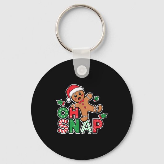 Gingerbread Man Oh Snap Christmas Funny Cookie Bak Sleutelhanger (Voorkant)