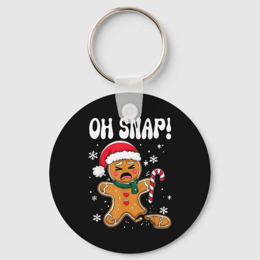 Gingerbread Man Oh Snap Christmas Funny Cookie Bak Sleutelhanger (Voorkant)