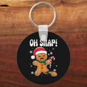Gingerbread Man Oh Snap Christmas Funny Cookie Bak Sleutelhanger (Voorkant)