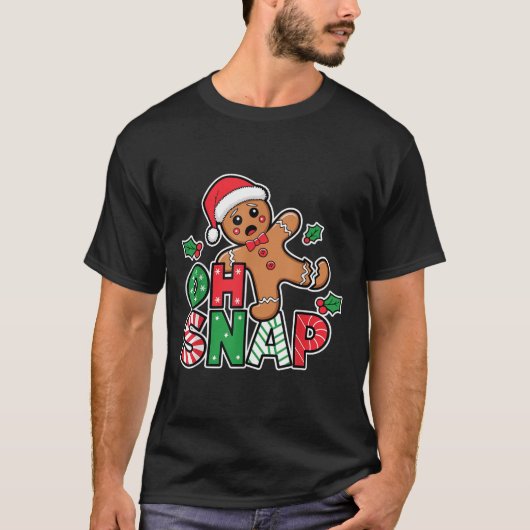 Gingerbread Man Oh Snap Christmas Funny Cookie Bak T-shirt (Voorkant)